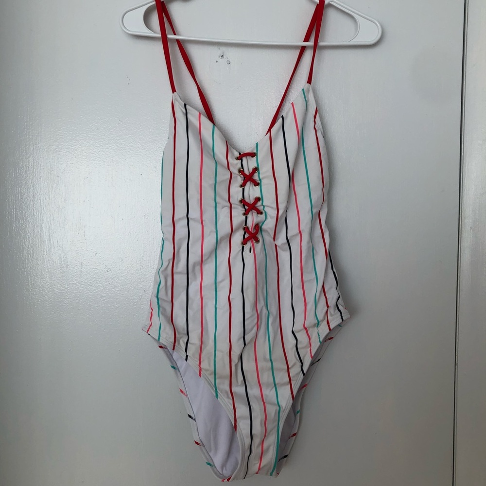 Multicolored Striped One Piece Bathing Suit